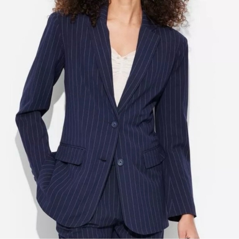 Women's Oversized Blazer Navy/White Pinstripe, Wild Fable,  NEW
